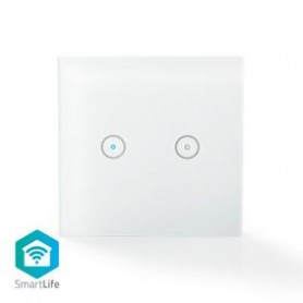 Interruttore a parete SmartLife Wi-Fi doppio Montaggio Parete 1000 W Android™ / IOS Vetro Bianco