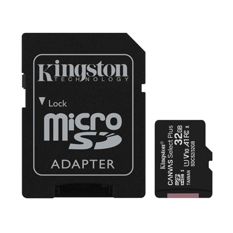 MICRO SECURE DIGITAL 32GB SDCS2/32GB CLASS10 UHS-I 100MB/S + ADATTATORE CANVAS SELECT PLUS KINGSTON