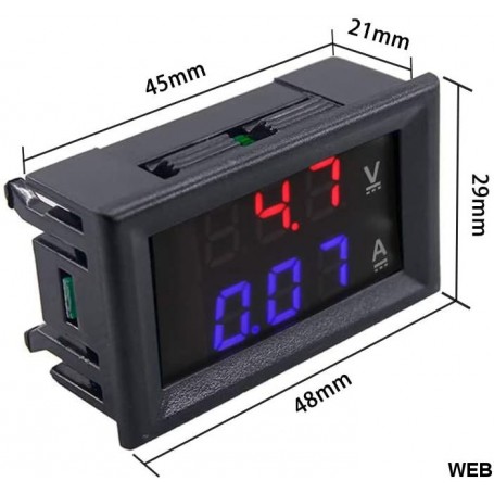 AMPEROMETRO VOLMETRO DIGITALE DC 0-100V 10A CON 2 DISPLAY