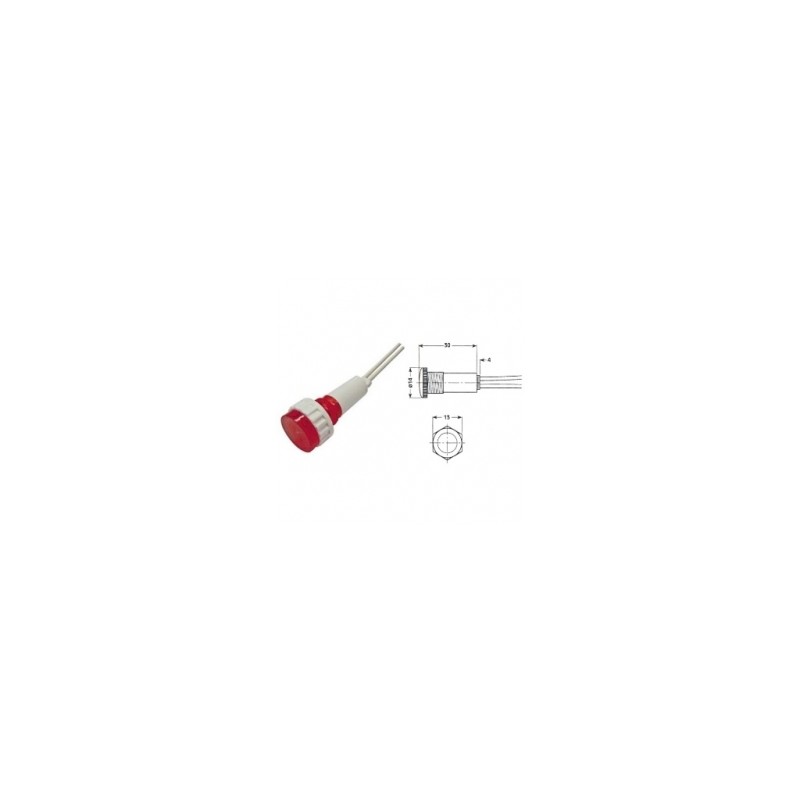 Spia Luminosa A LED Rossa 12V DC/AC – Segnalatore Da Pannello Con Cavetti E Riflettore Cromato