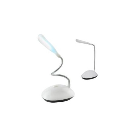 Lampada LED da scrivania flessibile bianca a batteria altezza 28cm batt.AAA incluse