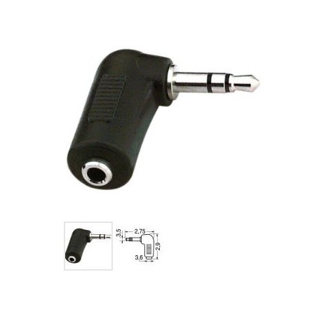 ADATTATORE AD ANGOLO DA SPINA 3,5 STEREO A PRESA 3,5 STEREO