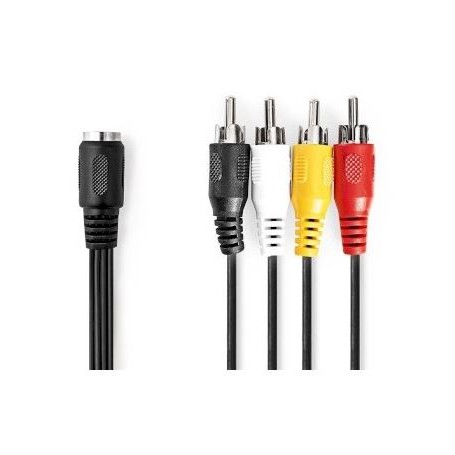 Cavo audio DIN Femmina a 5 pin DIN 4 RCA maschio Placcato nickel 0.20 m