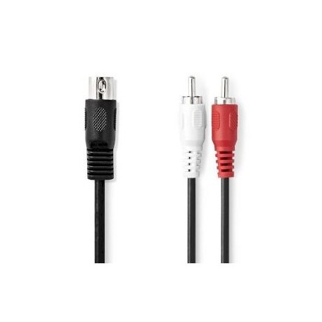Cavo audio DIN Maschio a 5 pin DIN 2 maschio RCA Placcato nickel 1.00 m