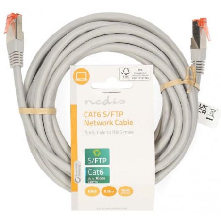 Cavo di rete CAT6 RJ45 maschio RJ45 maschio SF UTP 5.00 m Tondo Grigio