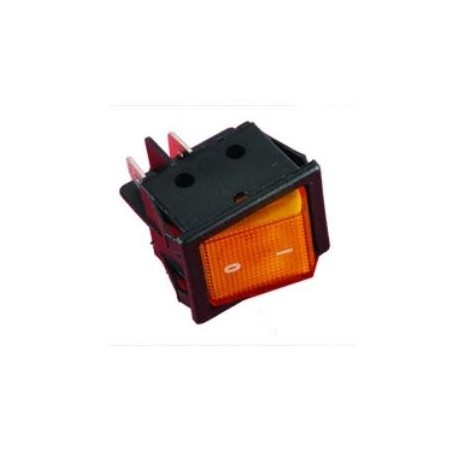 Interruttore bipolare luminoso giallo 22 x 30mm 4 Faston 16A