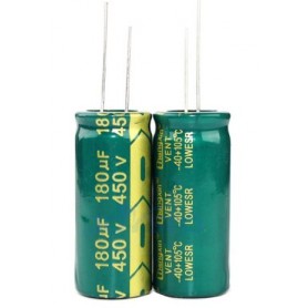 Condensatore elettrolitico verticale 180UF 450V 105gr 18x40mm