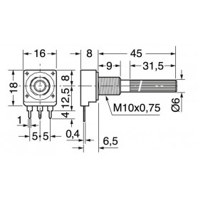 POTENZIOMETRO LINEARE 6MM PLASTICA 470KOHM 0,25W