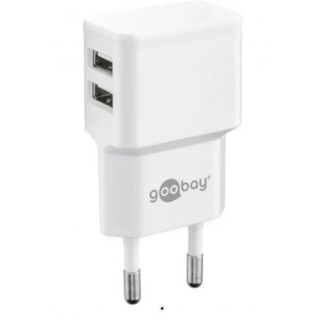 Alimentatore2 uscite USB da rete 220V 2,4 A bianco