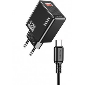 Caricatore con cavo USB Type-C 5V 2.4A 12W nero