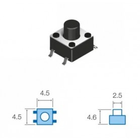 Tact Switchs SMD 4.5 x 4.5mm, altezza totale 3.6mm