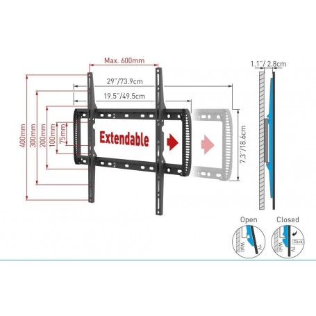 Supporto Tv Piatto componibile -13 a 90 - sino a 600x400 - 60kg