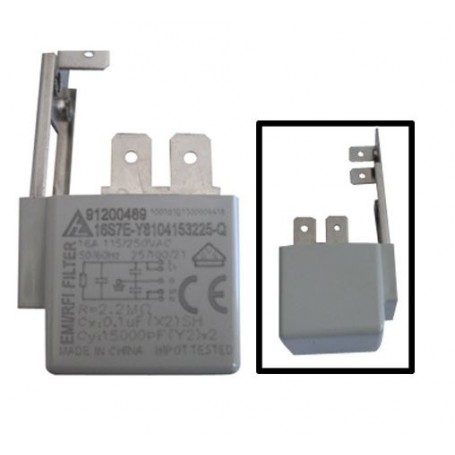16S7E-Y8104153225-Q Filtro antidisturbo con staffa 0,1µF+ 2x1500pF+ 2,2MO