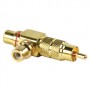 ADAPTER PLUG RCA PLUG TO DOUBLE  RCA SOCKET (GOLD) ANELLO ROSSO