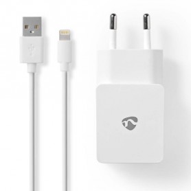 CARICABATTERIE A SPINA USB 2,4A + CAVO APPLE LIGHTNING BIANCO