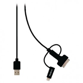 CAVO DI CARICA E DATI MASC.USB 2.0A - MASC. MICRO B + IPHONE 4 E 5 1,00mt NERO